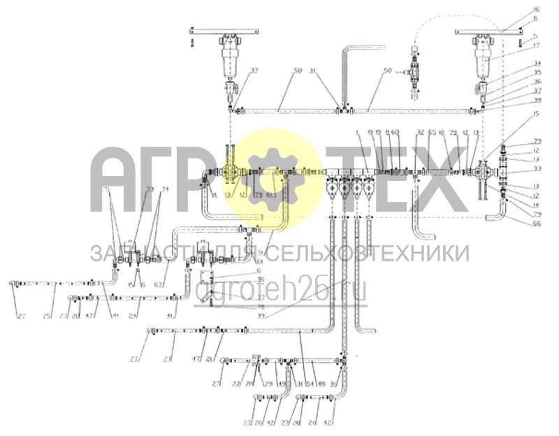  трубопровод полевого опрыскивателя 24м - 8 секции (ETB-010828)  (№34 на схеме)