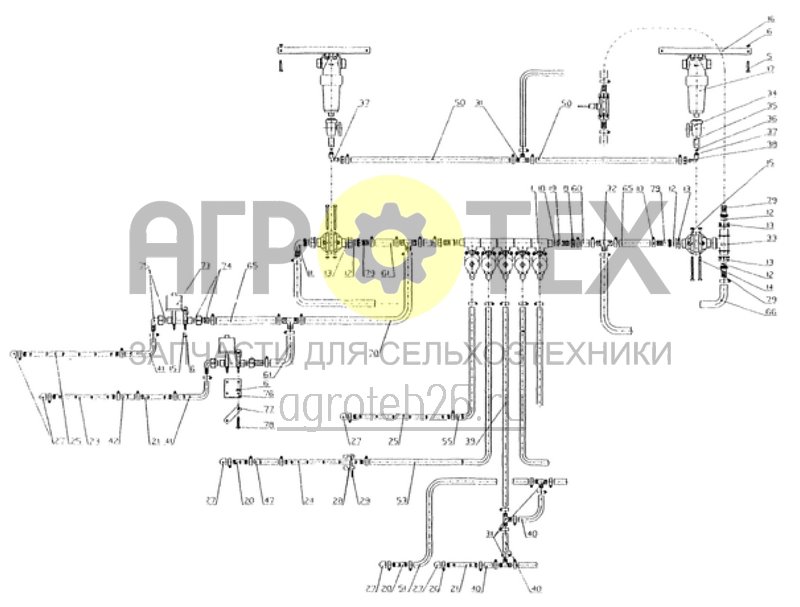  трубопровод полевого опрыскивателя 27м - 9 секции (ETB-010830)  (№34 на схеме)