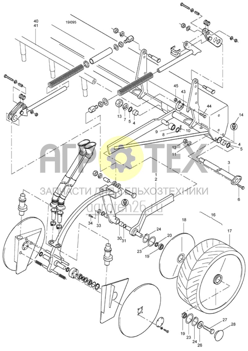  уплотняющая лапа - роликовые веялки, уплотняющее колесо (ETB-011257)  (№23 на схеме)