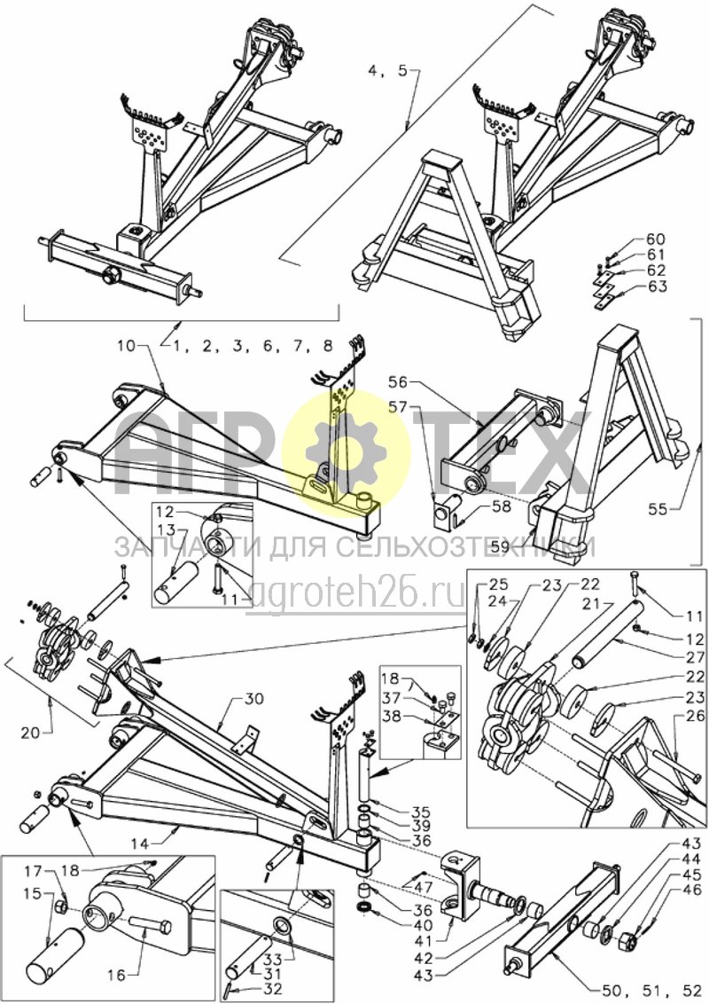  прикрепление нижнего рычага 300X - 750X до 2002 / от 2003 (055011) (ETB-011365)  (№27 на схеме)