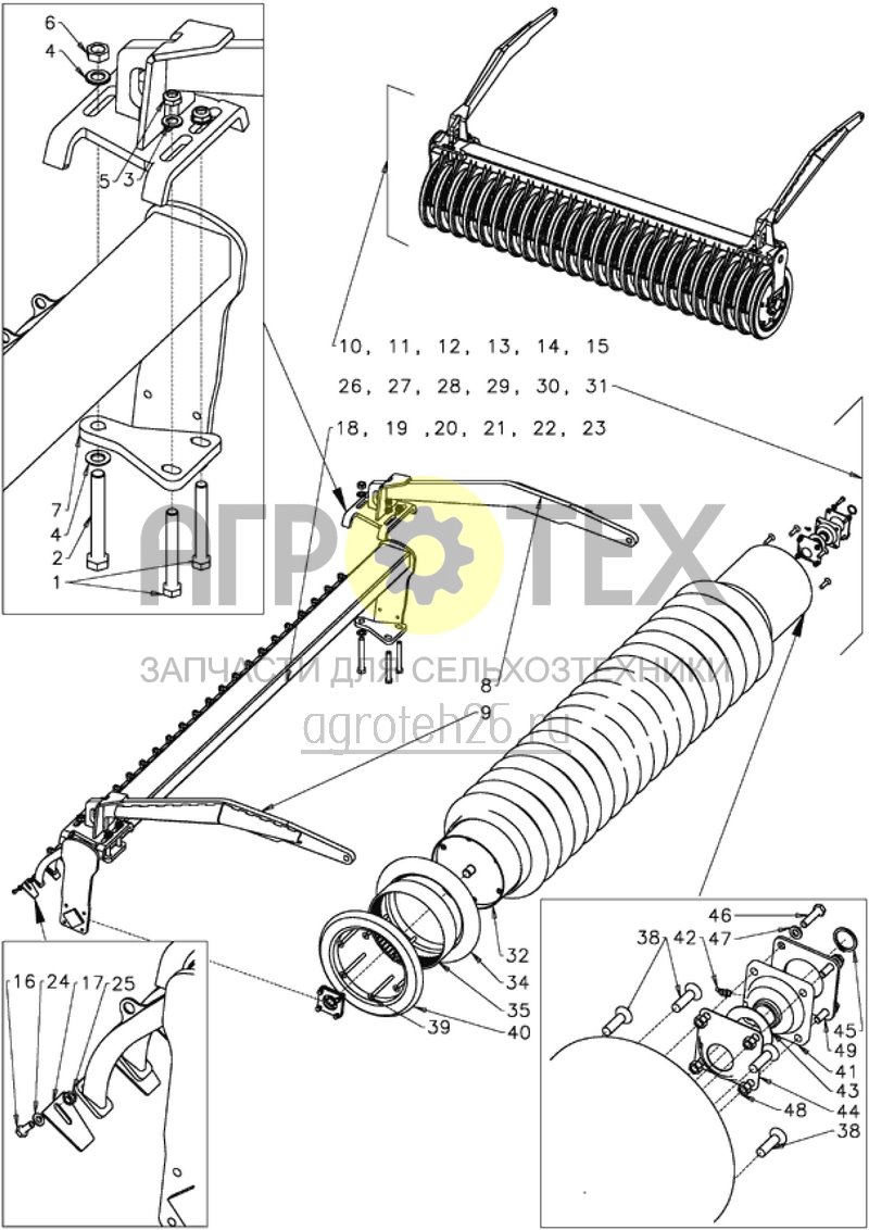  каток с клиновидными кольцами 580 для Centaur / Catros (ETB-011377)  (№44 на схеме)