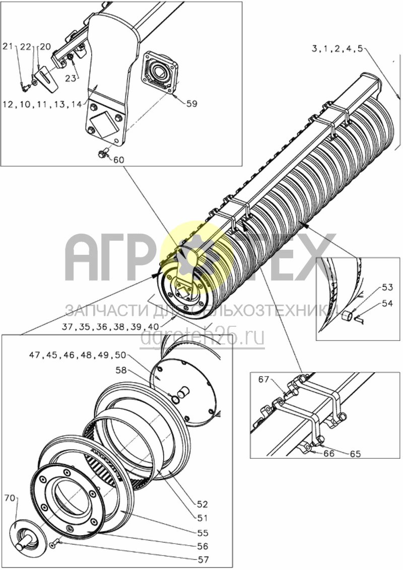  каток с клиновидными кольцами D580 для Catros&amp;Centaur&amp;Cenius от 2006г. (055217) (ETB-011378)  (№11 на схеме)