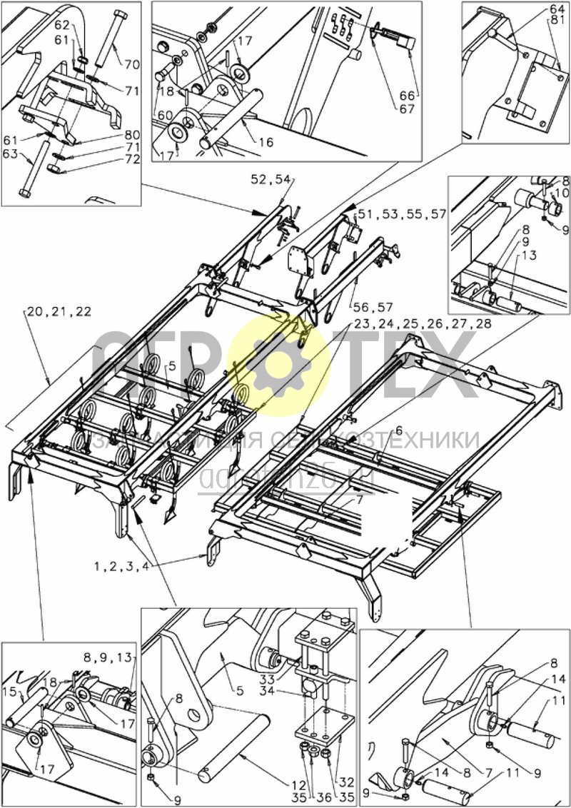 Чертеж  боковая рама Centaur GPS 500X / 600X / 750X (ETB-011393) 