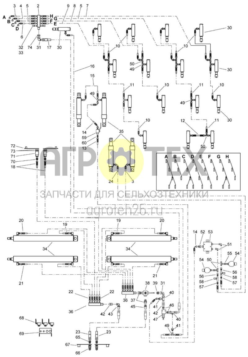 гидравлика - оборудование DMC 601 (стандарт) (ETB-011451)  (№54 на схеме)