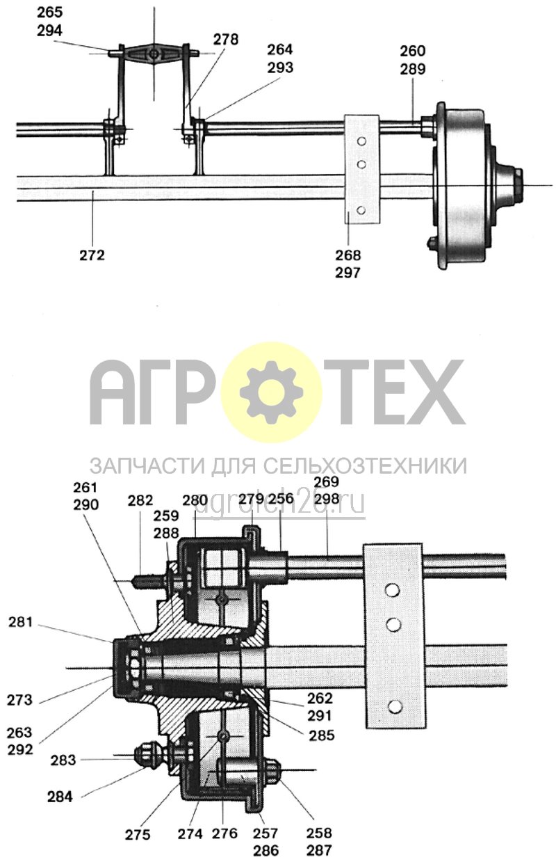  ходовая часть: оси (тормозная ось, колея 1850мм, 7,5т) (ETB-011510)  (№261 на схеме)