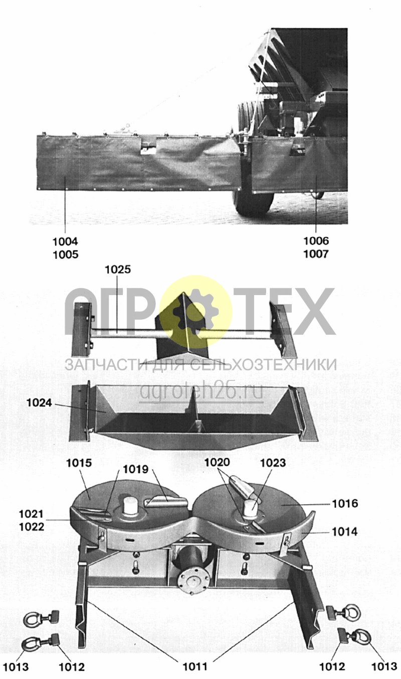  спец.оборудование: защита от пыли для шнеков, нормальный разбрасывающий механизм (ETB-011527)  (№1013 на схеме)