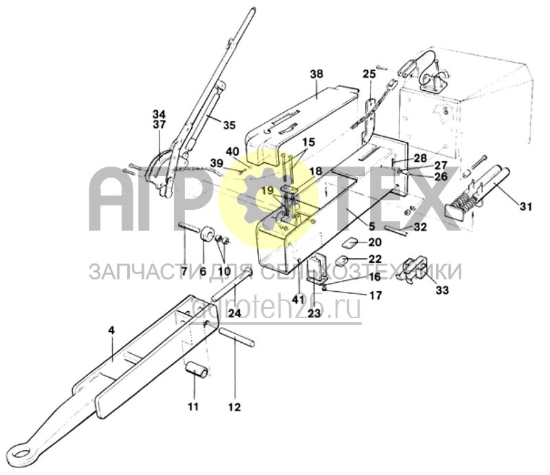 Чертеж  тяговое дышло с пусковым устройством AER 80 (ETB-011550) 