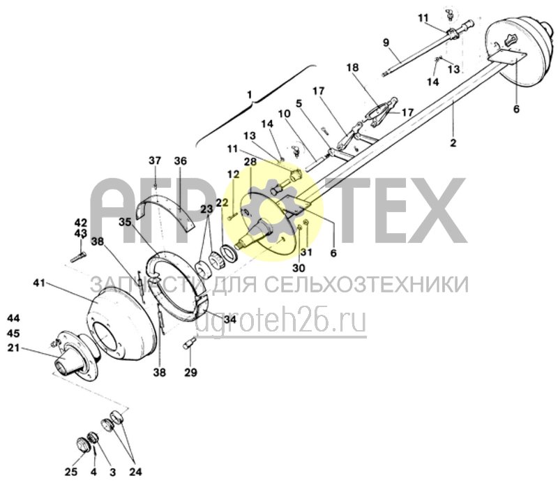 Чертеж  тормозная ось Zapp STA 10x тормоз 400 x 80 колея 1850mm, 8-дыр, 25км/ч для ZG-B 6000 (ETB-011561) 