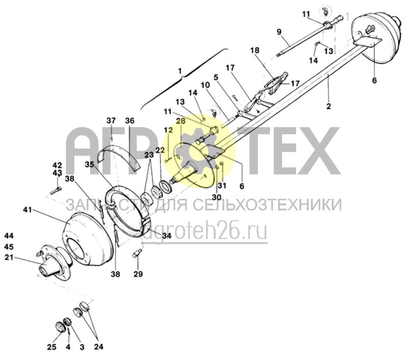  тормозная ось Zapp STA 10x тормоз 400 x 80 колея 1850mm, 8-дыр, 25км/ч для ZG-B 8000 (ETB-011562)  (№12 на схеме)