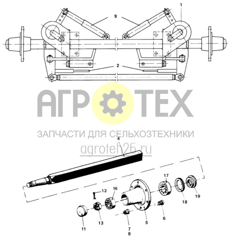 Чертеж  напраляющая рабочая ось GST-K 6006 к тормозной оси ER 6506 (ETB-011570) 