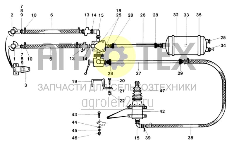 Чертеж  тормозная система с двухпроводным (пневматическим) приводом (ETB-011572) 