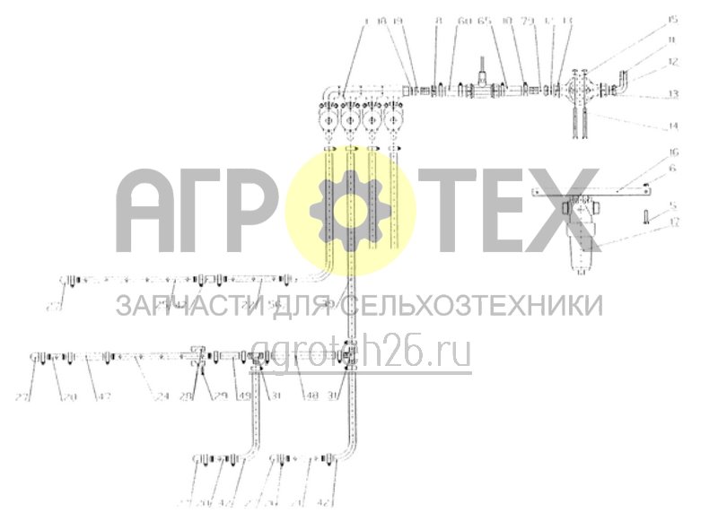  трубопровод полевого опрыскивателя 18м - 4 секции (ETB-012101)  (№17 на схеме)