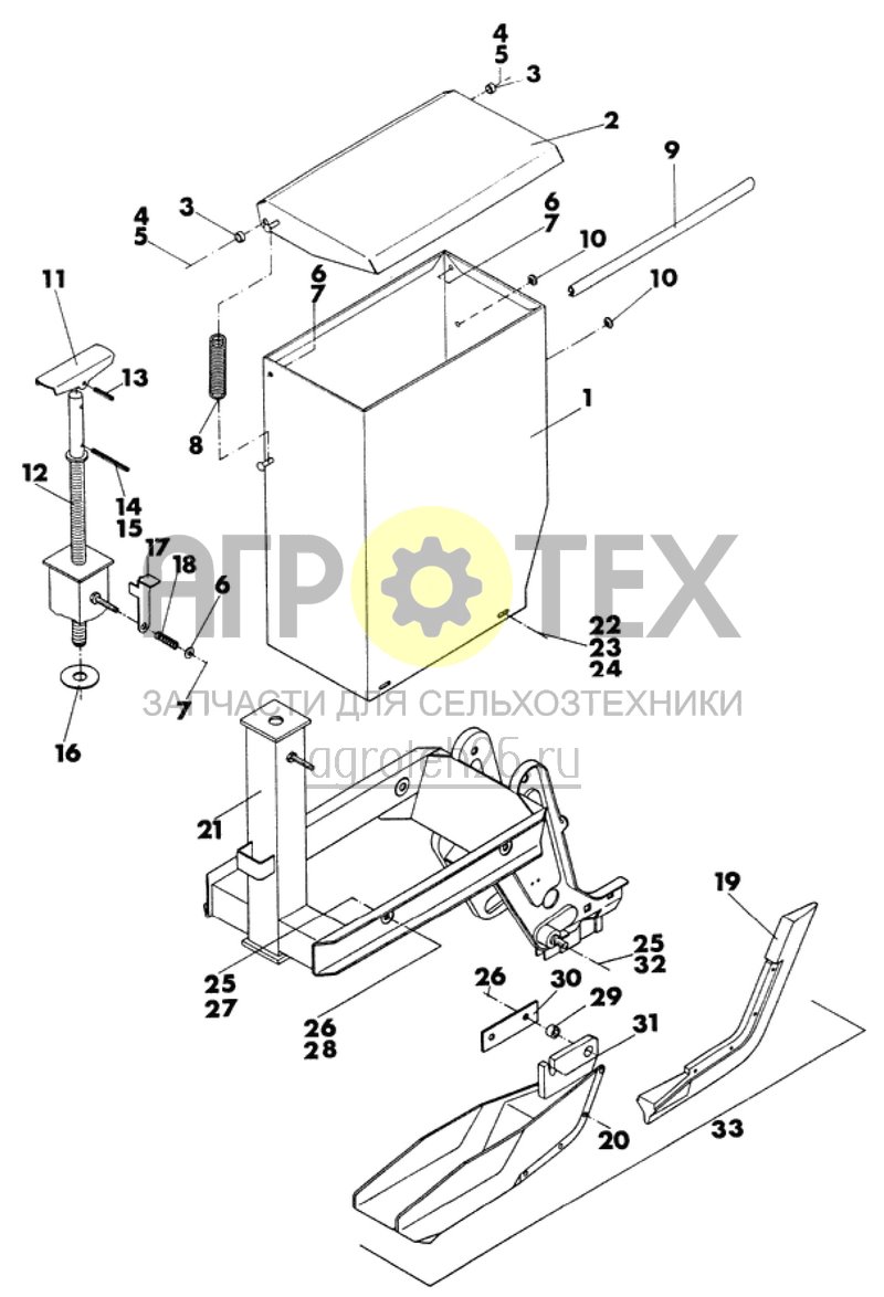  бункер для посевного материала, сошник (ETB-012364)  (№16 на схеме)