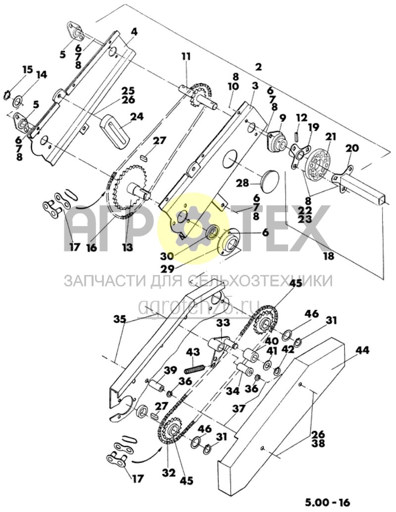  привод разбрасывателя внизу для комплекта шин 5.00-16 (ETB-012403)  (№17 на схеме)
