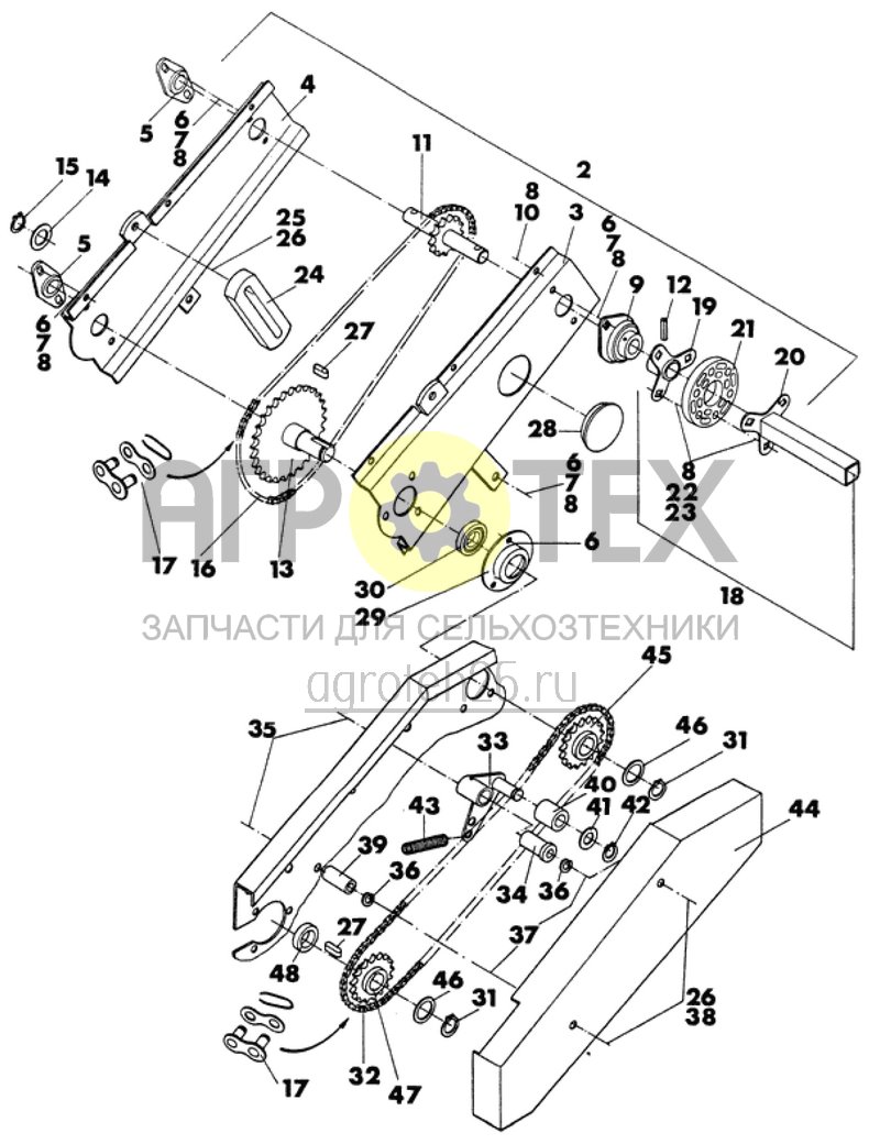  привод разбрасывателя внизу для комплекта шин 7.50-16 (ETB-012404)  (№32 на схеме)