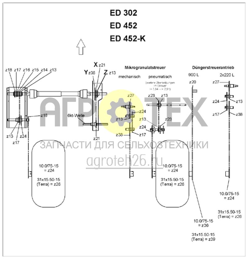 Чертеж  схема привода ED 302 / ED 452 / ED 452-K (ETB-012429) 