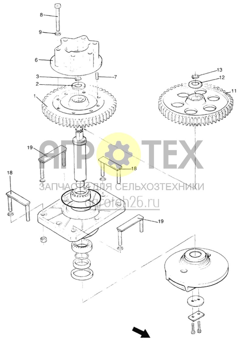 Чертеж  привод для орудия - ротационный культиватор (борона) (ETB-012611) 