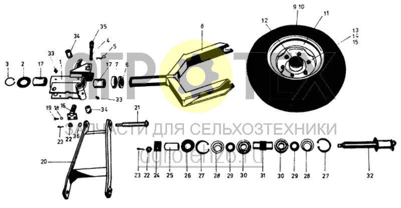 Чертеж  опорное колесо B 601/ B 602 (ETB-012743) 