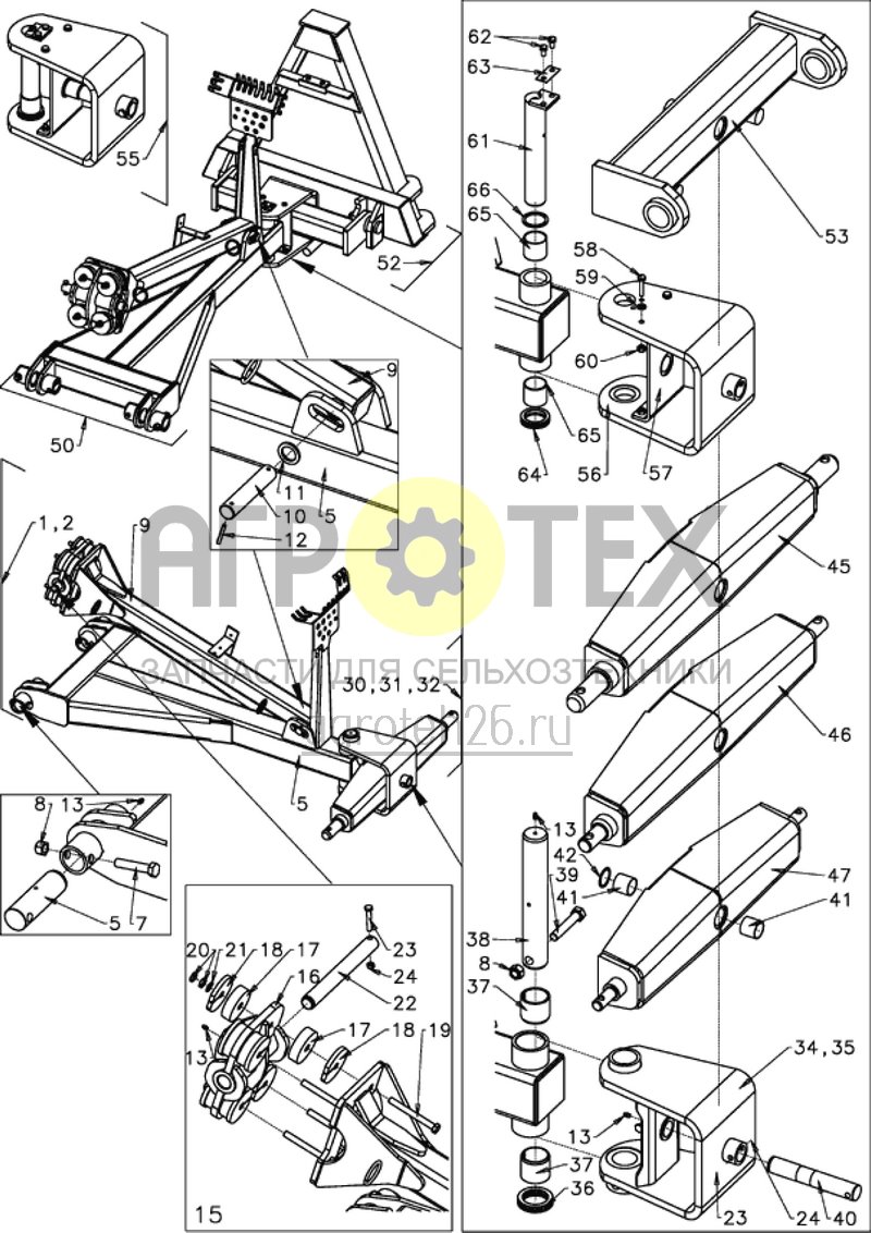Чертеж  тяговые подвесные балки для навески нижнего рычага 300X - 750X от 2005г (055019) (ETB-012903) 