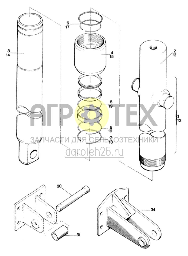 Чертеж  гидроцилиндр до №579 (ETB-012938) 