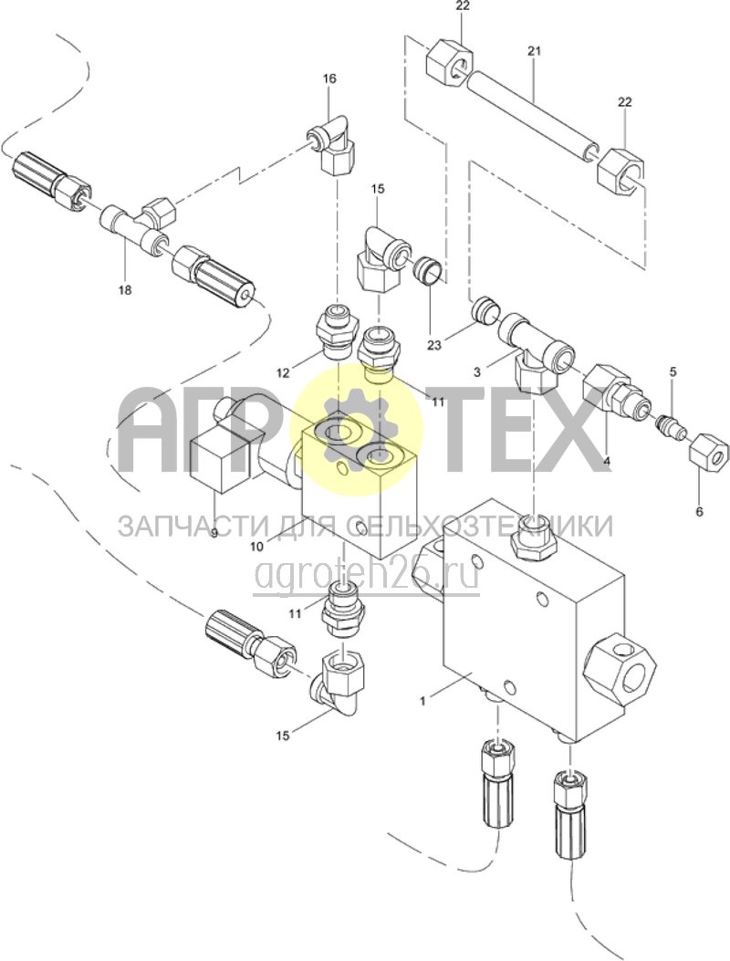 Чертеж  гидравл.основное оборудование - клапаны, винтовые соединения (ETB-013220) 