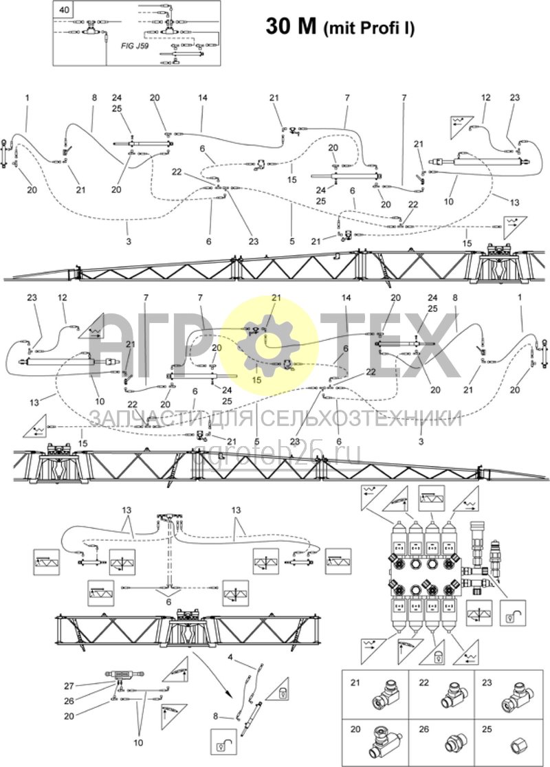  гидравл.схема 30 M (со складыванием Profi I ) (ETB-013429)  (№3 на схеме)