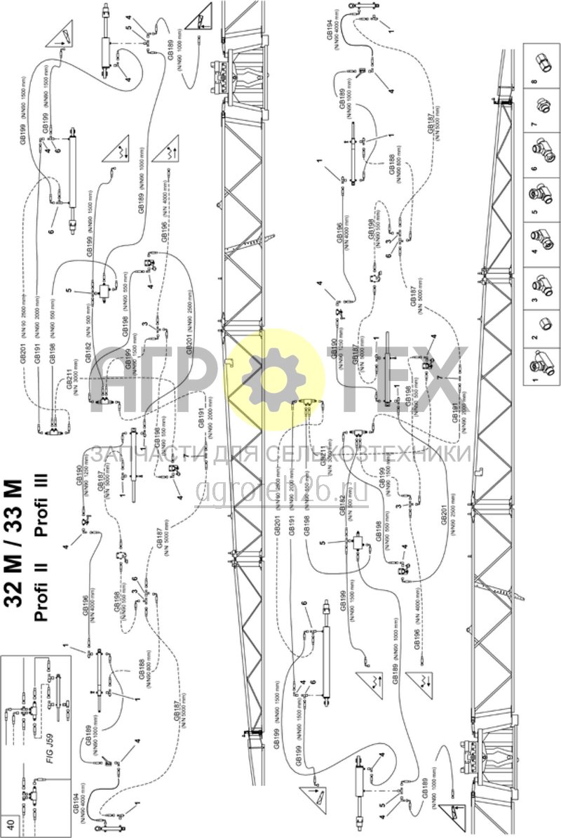 Чертеж  система управления Profi I и II- 32/33м L-штанги (ETB-013437) 