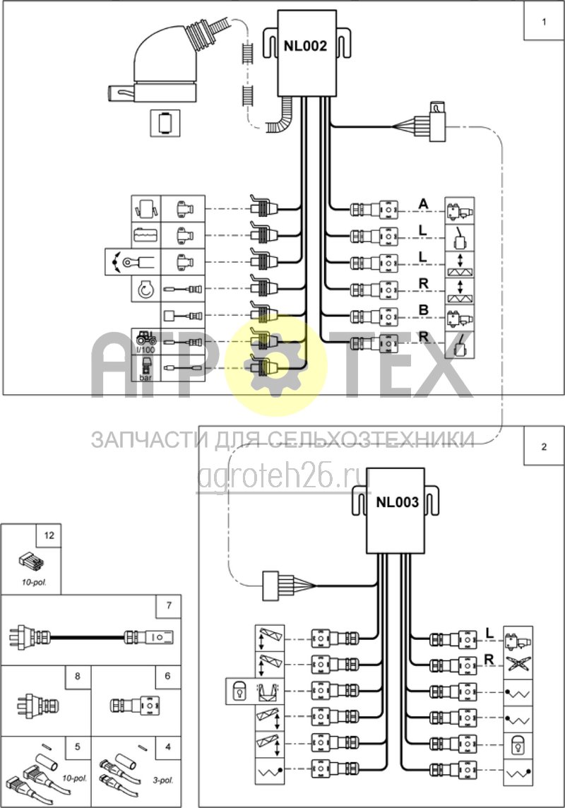  жгут проводов AMATRON + ; гидравл. и Profi-складывание (ETB-013495)  (№2 на схеме)