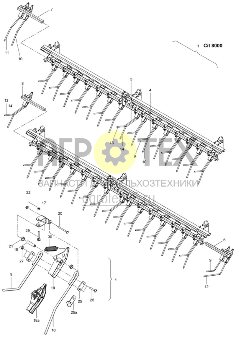 Чертеж  Recouvreur FlexiDoigts III-S, Cit 8000, dents souples 15mm (ETB-013952) 