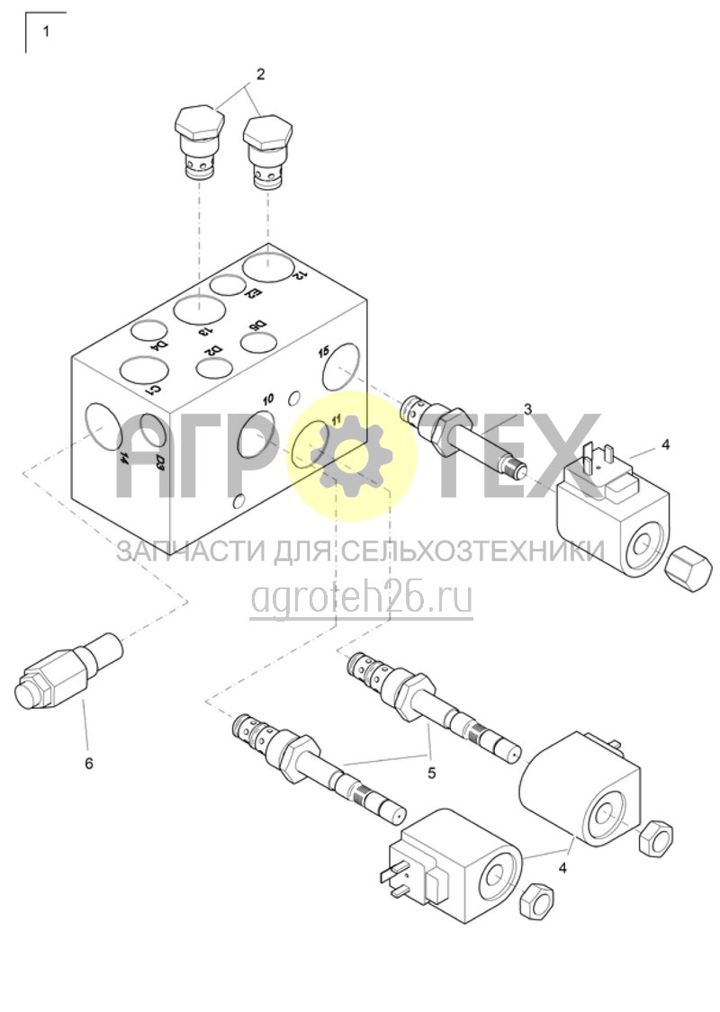 Чертеж  (RUS)Hydr.Steuerblock-Klappen GD363 (ETB-014006) 