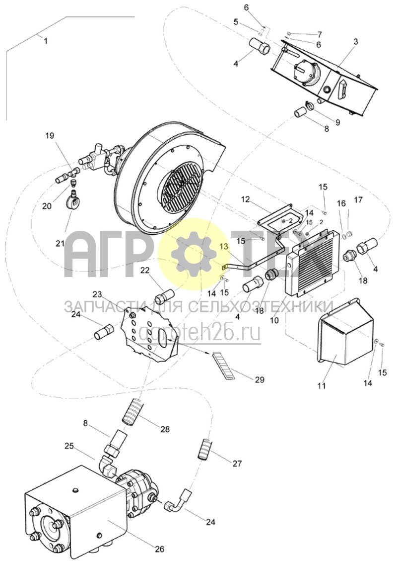  Гидр. детали бортовой агрегат 35CCM K700 (ETB-014026)  (№8 на схеме)