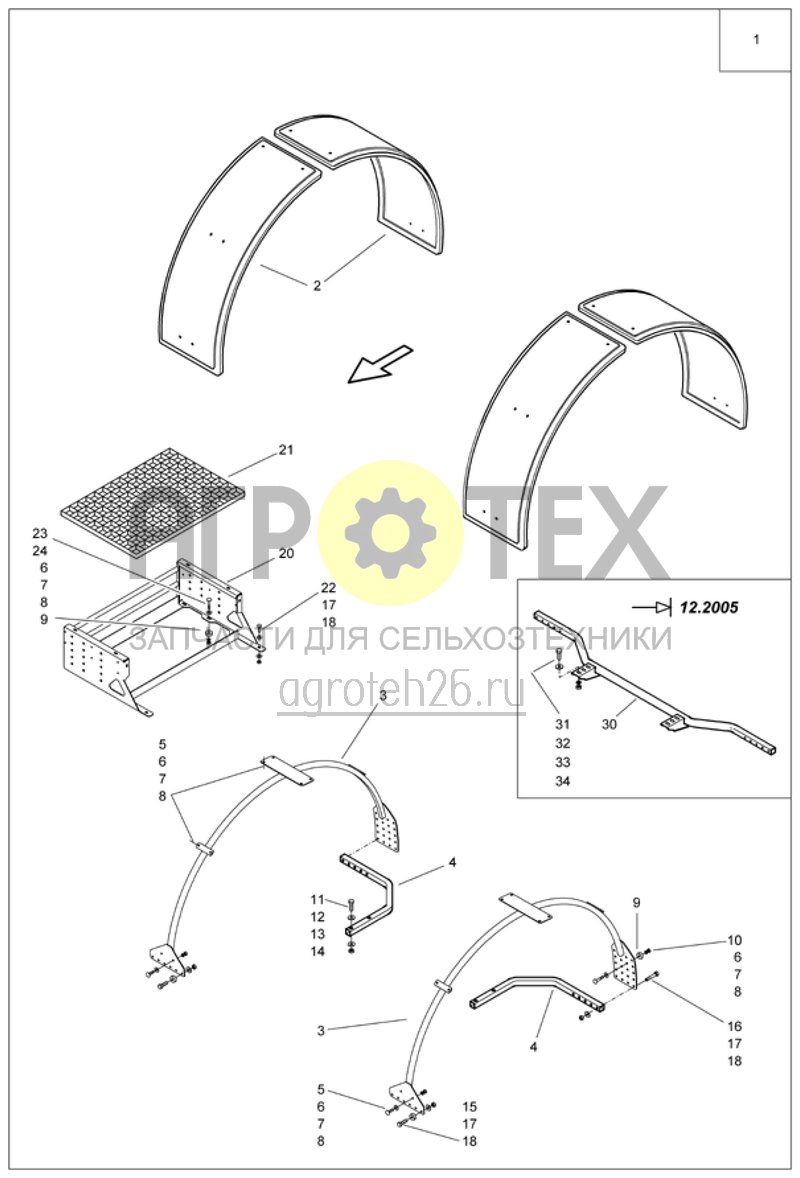  оснащение грязезащитными крыльями и фиксатор для канистры (ETB-014038)  (№3 на схеме)