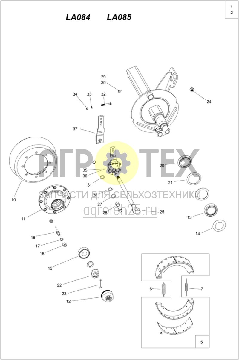 Чертеж  тормозная ось LA084 LA085 (ETB-014044) 