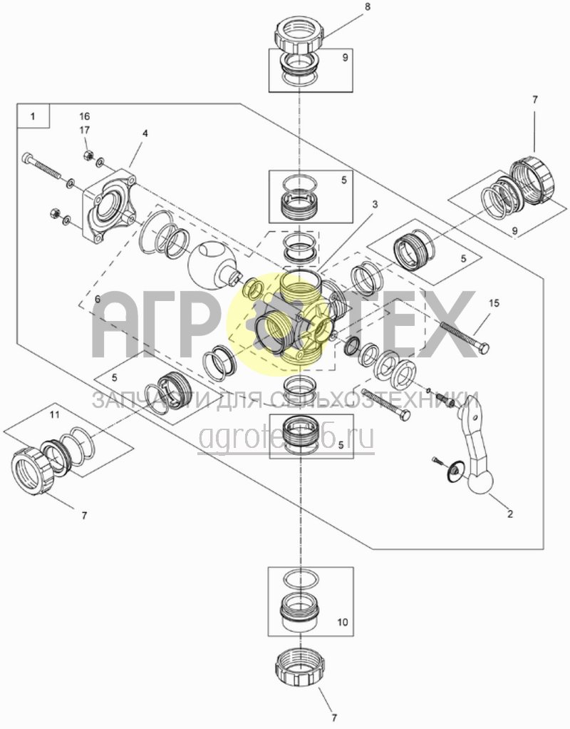 Чертеж  5-ходовой шаровой кран 2' (ETB-014051) 