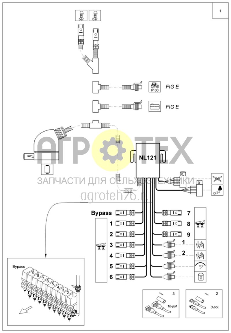 Чертеж  жгут проводов; электр.регулировка наклона AMATRON+ (ETB-014092) 