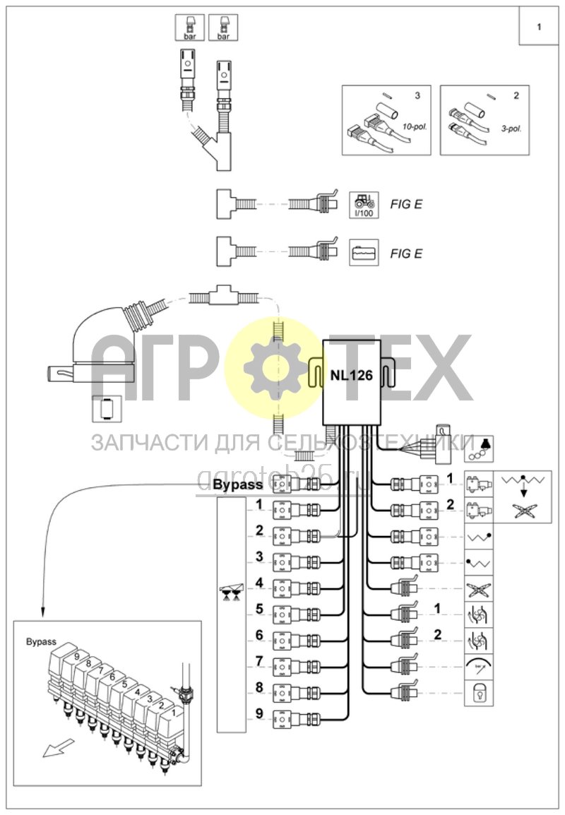 Чертеж  жгут проводов NL126 и предварительное складывание AMATRON+ (ETB-014094) 