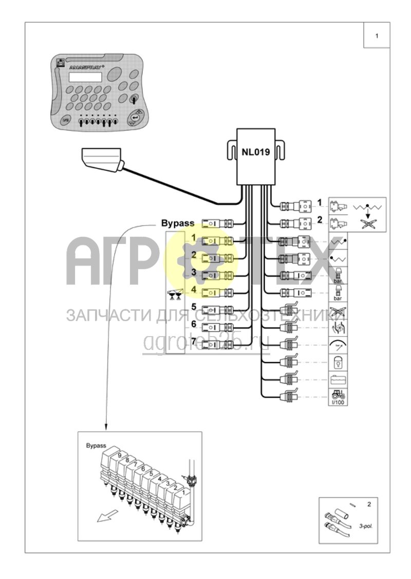 Чертеж  жгут проводов NL019 UG и предварительное складывание AMASPRAY+ (ETB-014101) 