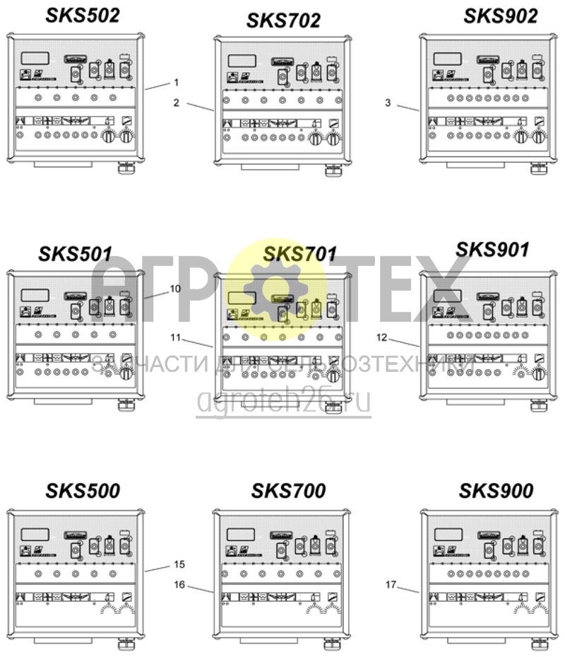  коробка переключения SKS 500-900, 501-901, 502-902 (ETB-014103)  (№1 на схеме)