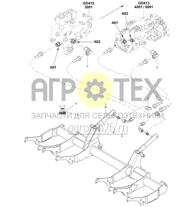  гидр. детали шасси - 3001/4001/6001 (ETB-014619)  (№9 на схеме)