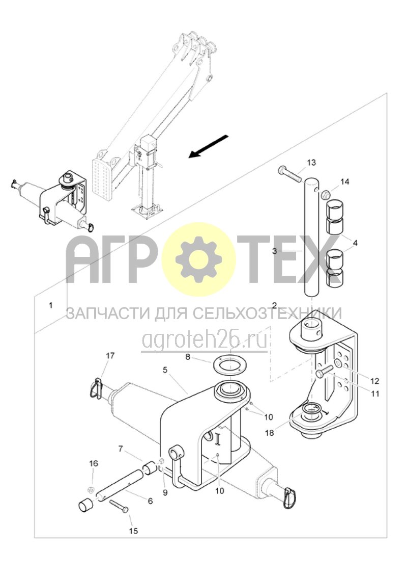  Адаптер задний подъемный механизм (ETB-014642)  (№18 на схеме)