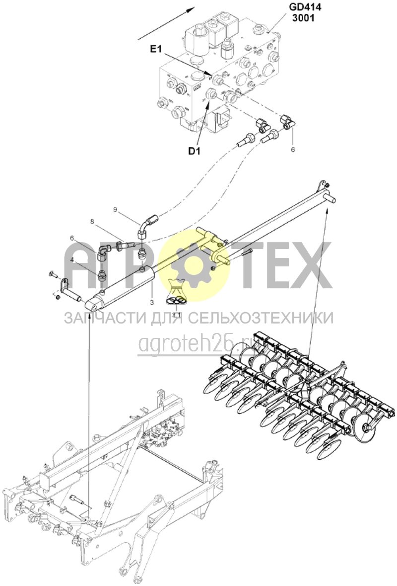  гидр. детали регулирование секции диска - 3001 (ETB-014952)  (№8 на схеме)