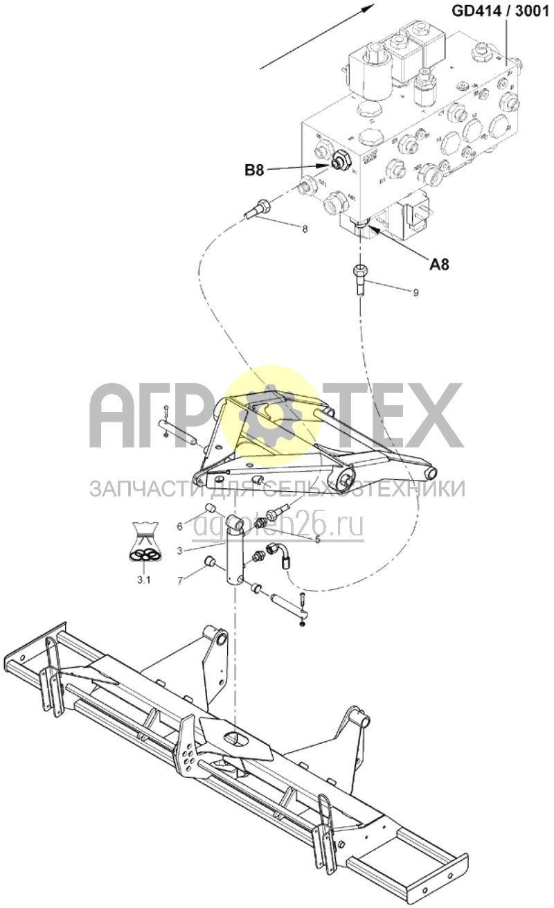  гидр. детали подъема сошника - 3001 (ETB-014957)  (№9 на схеме)