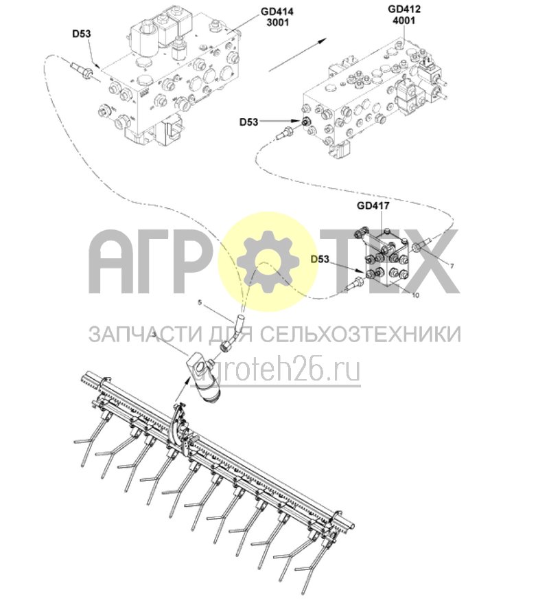  гидр. детали регулирования давления штригеля - 3001/4001 (ETB-014965)  (№7 на схеме)