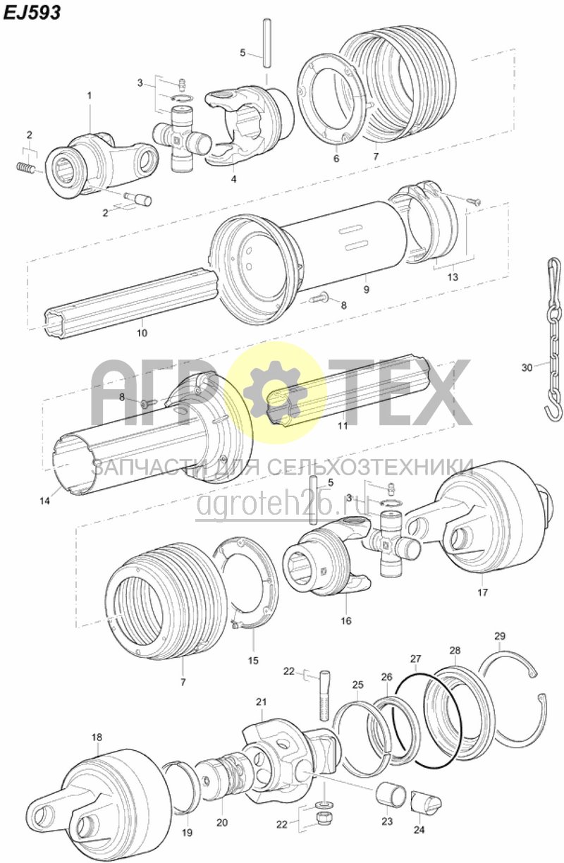  Gelenkwelle Bondioli &amp; Pavesi EJ593 (ETB-015143)  (№3 на схеме)