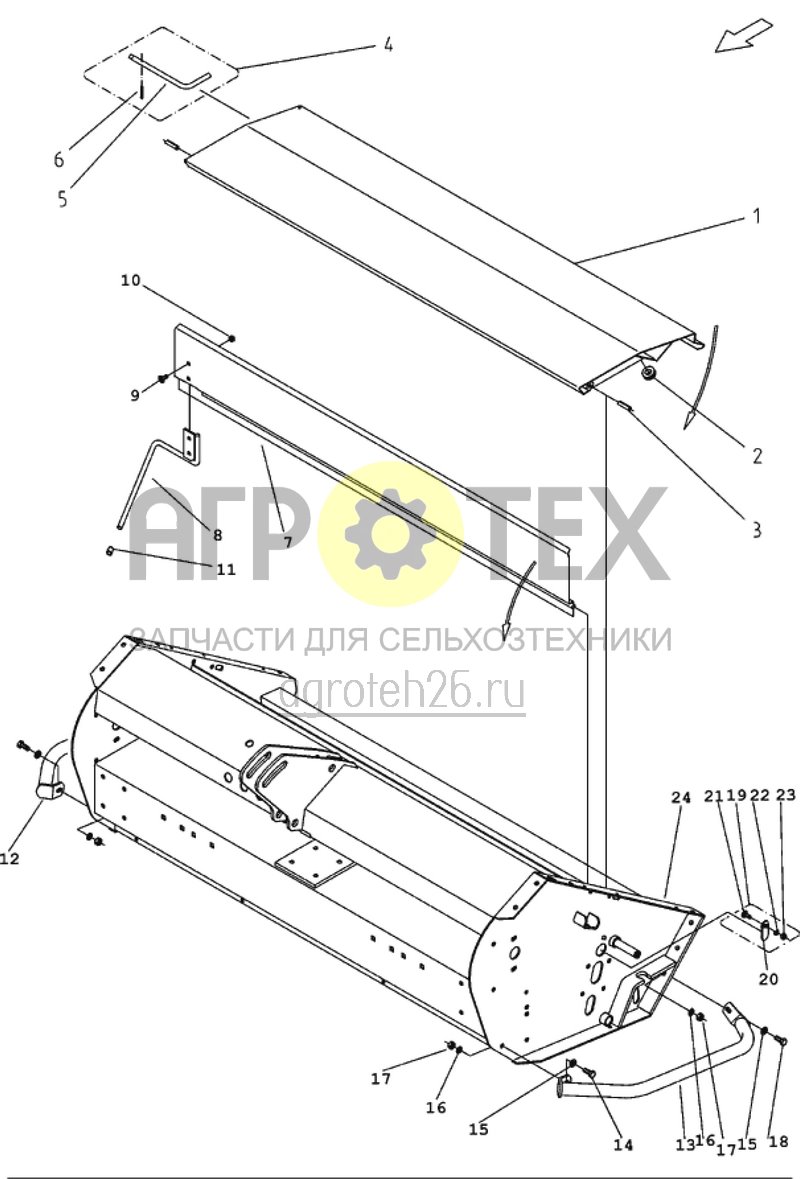 Чертеж  кожух на раму, мульчирующий клапан, защитный бортик (ETB-015574) 