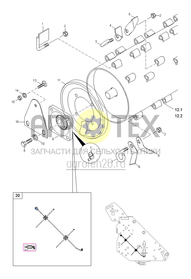 Чертеж  ножи / опора ротора GH210 (ETB-015671) 