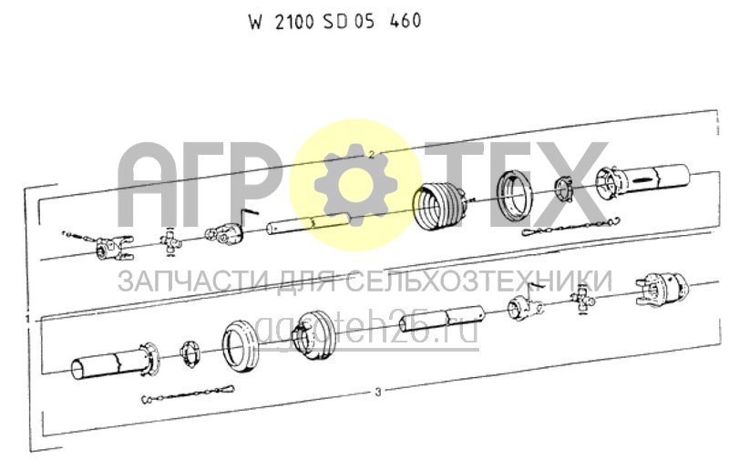 Чертеж  карданный вал W2100-SD05-460-F3R-369468 (ETB-015718) 