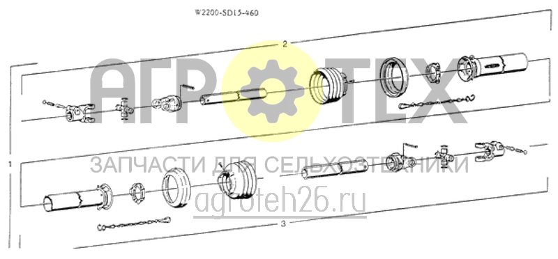 Чертеж  карданный вал W2200-SD15-460-362591 (ETB-015719) 