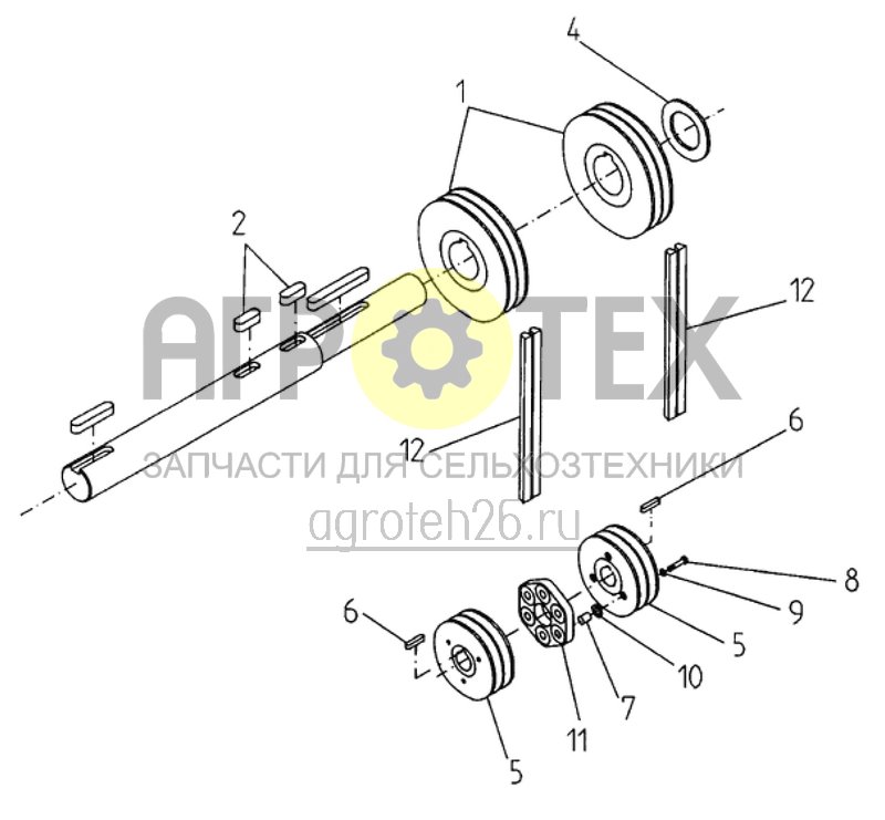 Чертеж  ременный привод для колес (ETB-015877) 