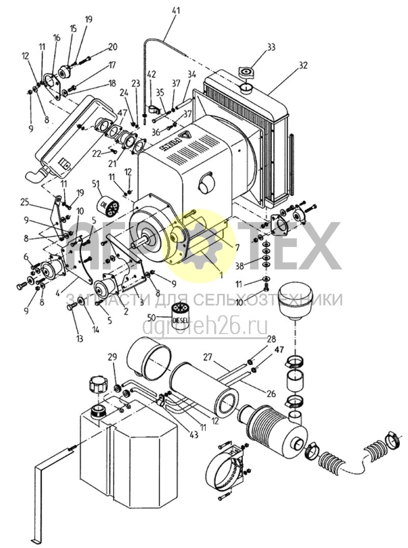 Чертеж  дизельный двигатель (ETB-015889) 